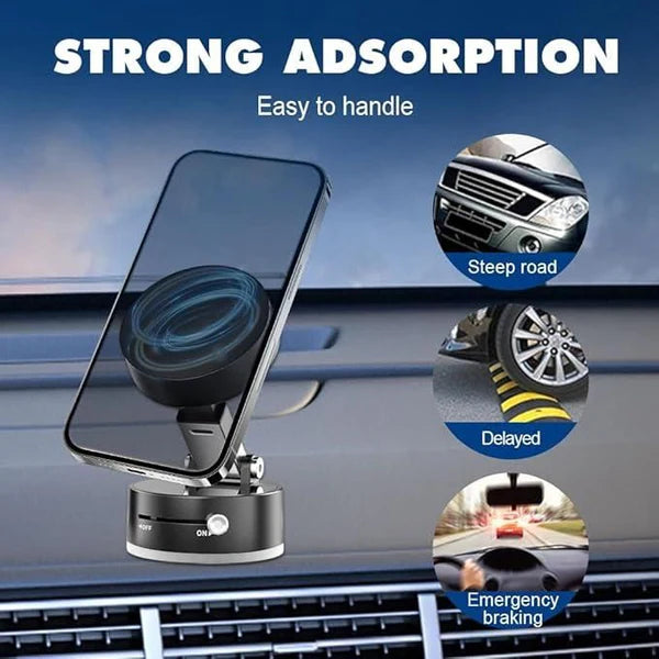 PowerLock Magnetic Suction Phone Holder – Foldable & 360° Adjustable